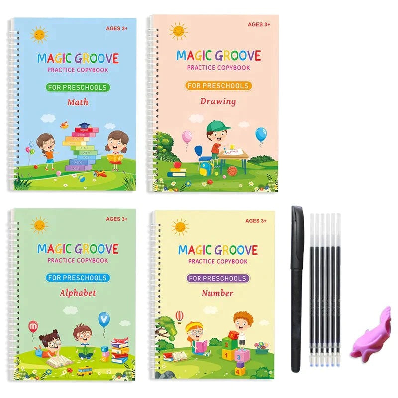 KIDS PRACTICE BOOK FOR LEARNING & GROWTH (4 BOOKS + 1 PEN + 1 GRIP + 10 REFILL)