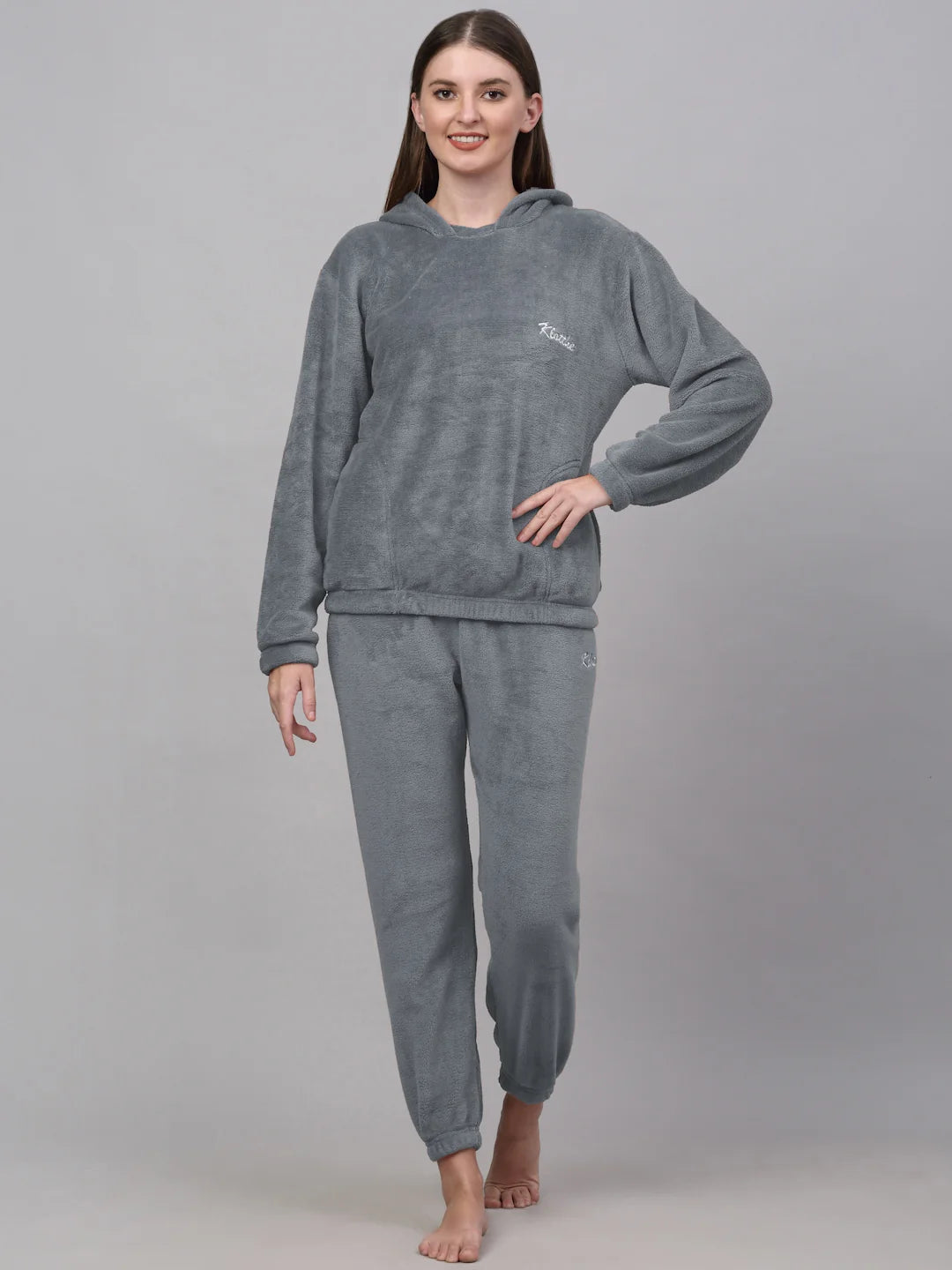 Woolen Fleece Winter Warm Night Suit for Women