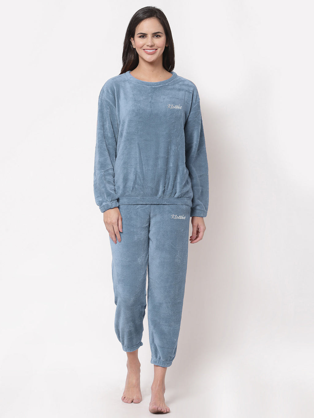 Woolen Fleece Winter Warm Night Suit for Women