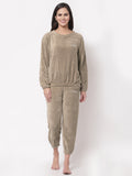 Woolen Fleece Winter Warm Night Suit for Women
