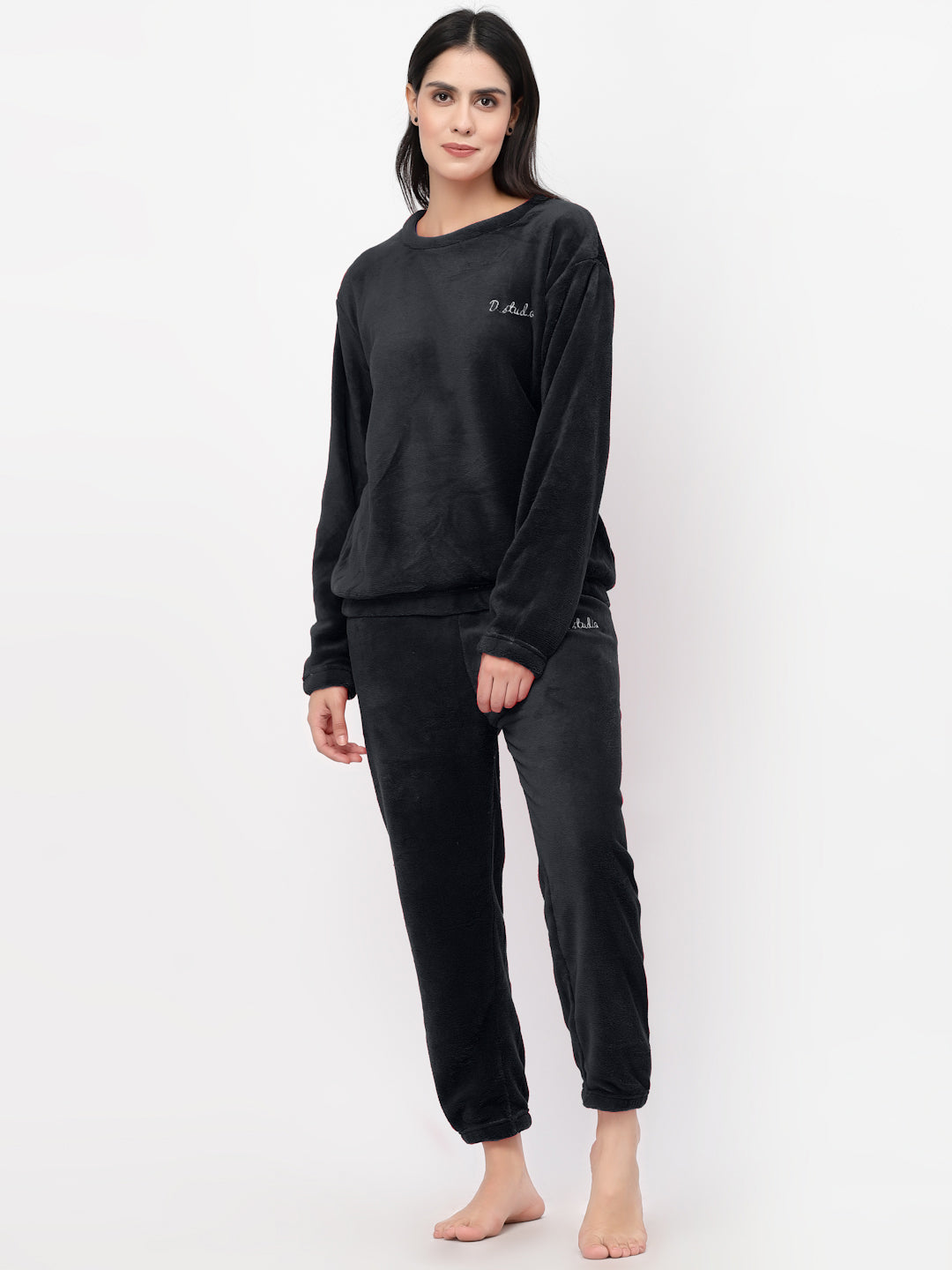 Woolen Fleece Winter Warm Night Suit for Women