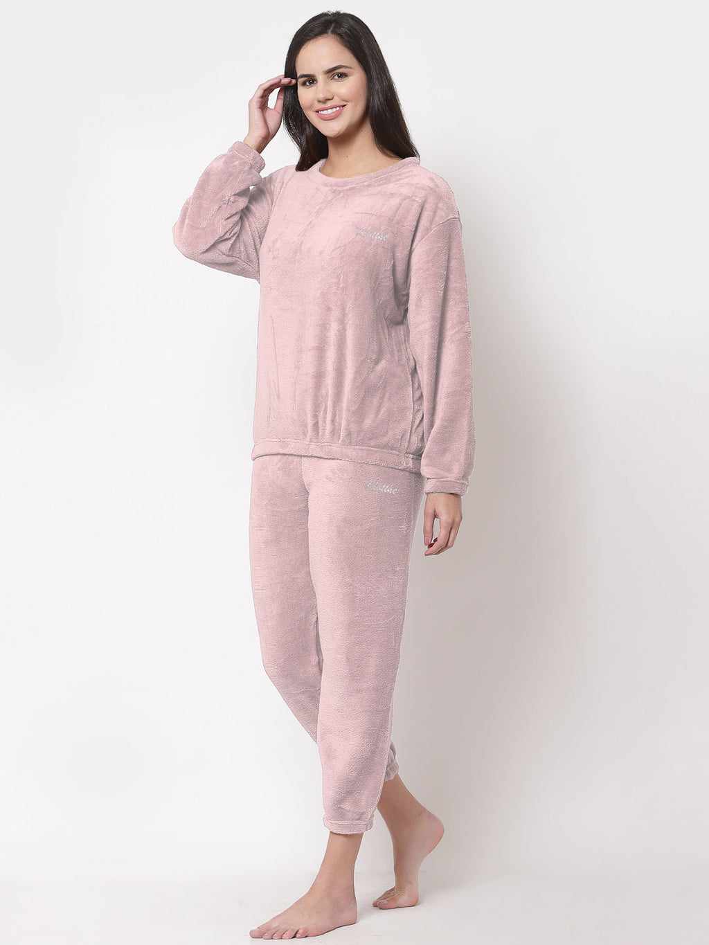Woolen Fleece Winter Warm Night Suit for Women