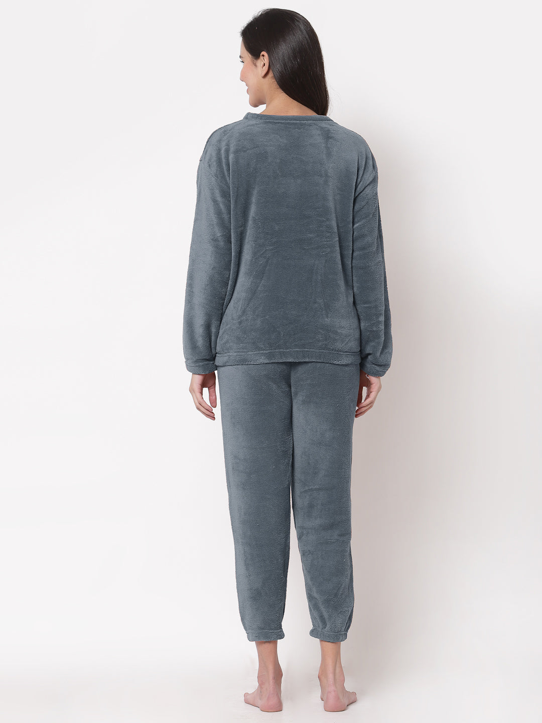 Woolen Fleece Winter Warm Night Suit for Women
