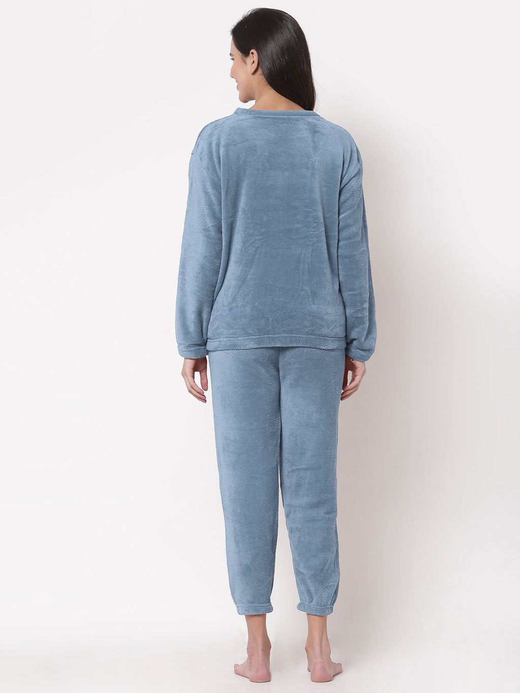 Woolen Fleece Winter Warm Night Suit for Women