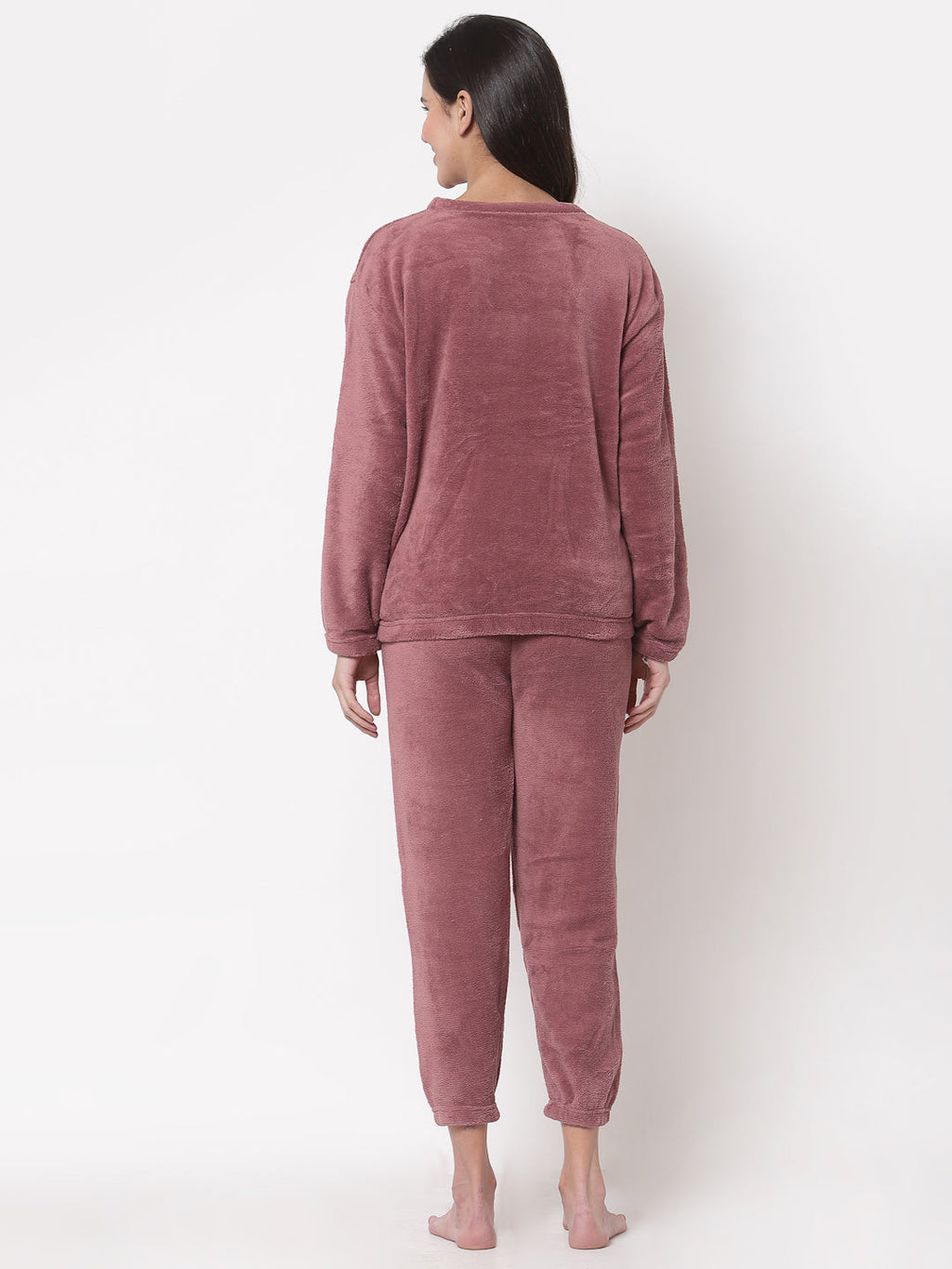 Woolen Fleece Winter Warm Night Suit for Women