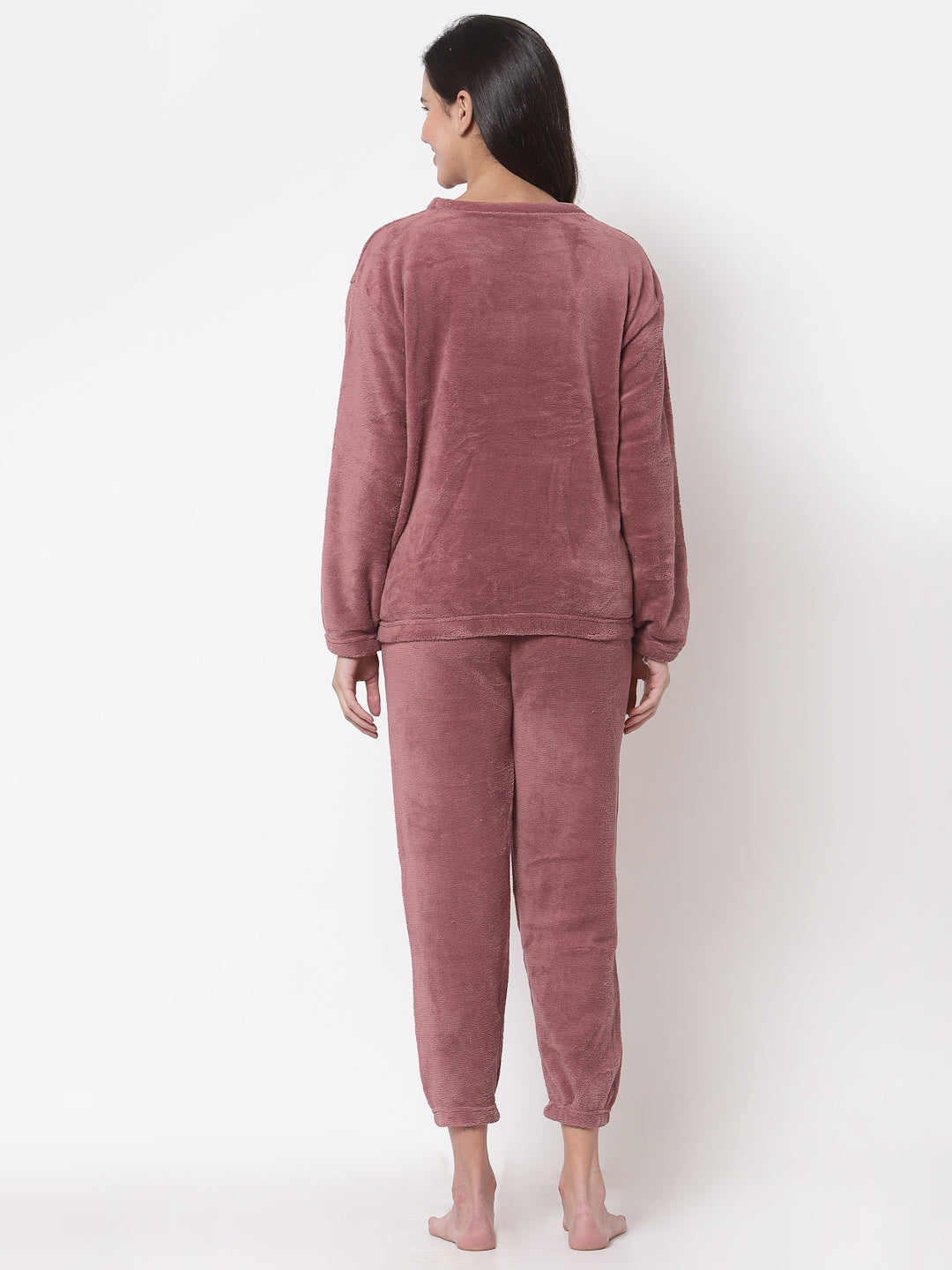 Woolen Fleece Winter Warm Night Suit for Women