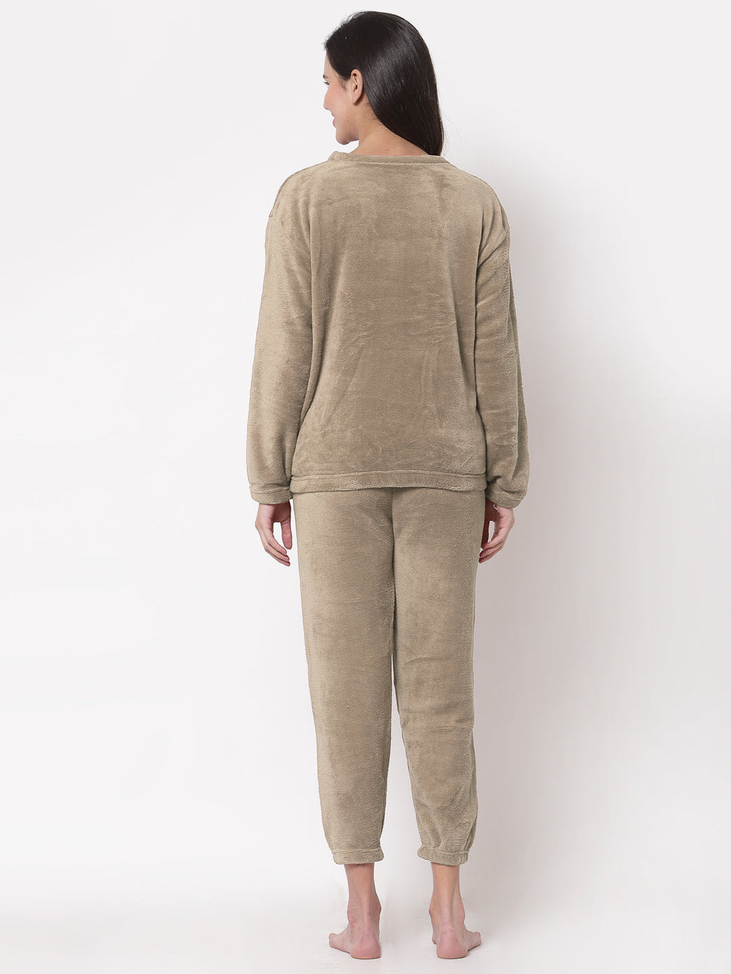 Woolen Fleece Winter Warm Night Suit for Women
