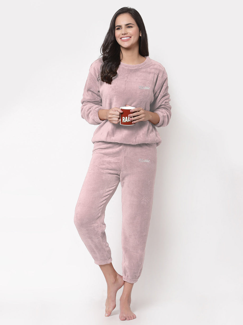 Woolen Fleece Winter Warm Night Suit for Women