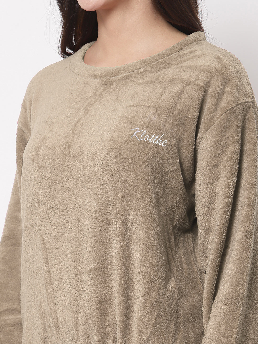 Woolen Fleece Winter Warm Night Suit for Women