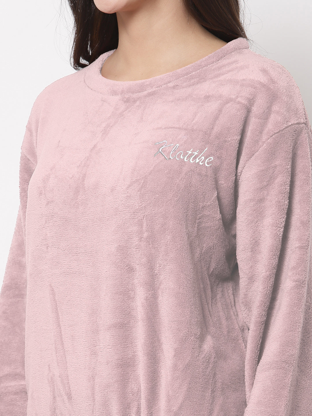 Woolen Fleece Winter Warm Night Suit for Women
