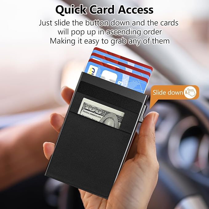 Gifts for Men, Pop Up Minimalist Wallet for Men RFID Blocking Slim Credit Card Holder Front Pocket
