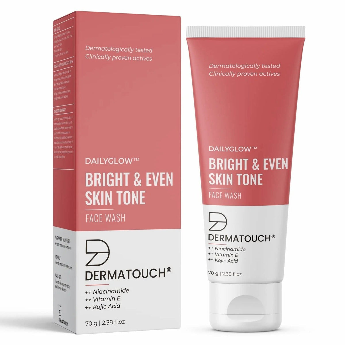 Dermatouch Daily Glow Bright & Even Skin Tone Face Wash with Niacinamide, Vitamin E & Kojic Acid (50g)