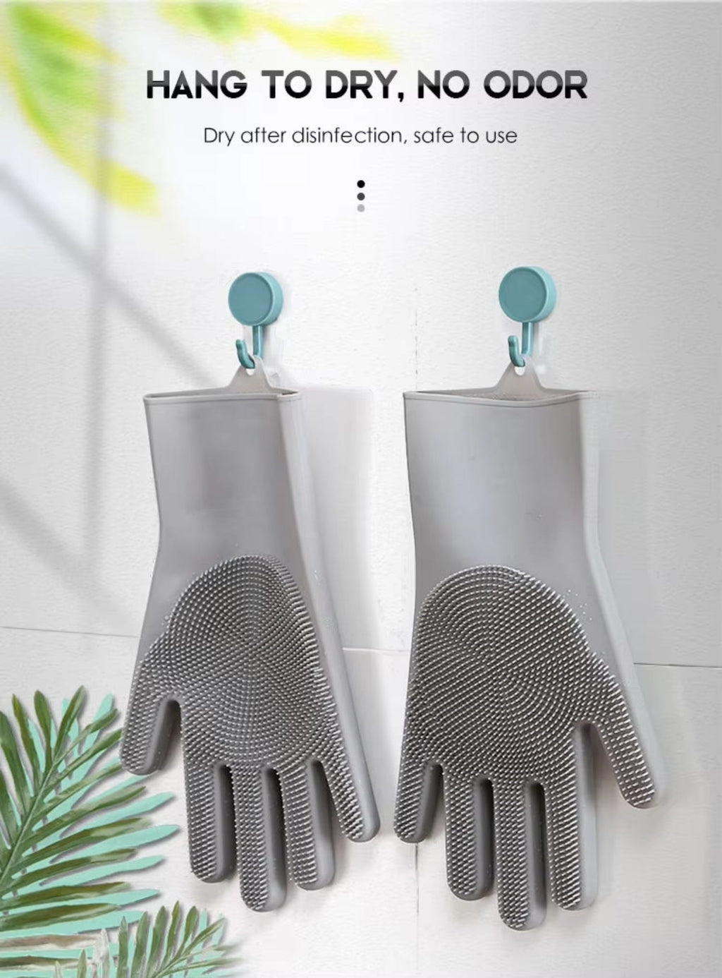Silicone Dish Washing Gloves – Non-Slip Waterproof Scrubber Gloves for Kitchen Cleaning